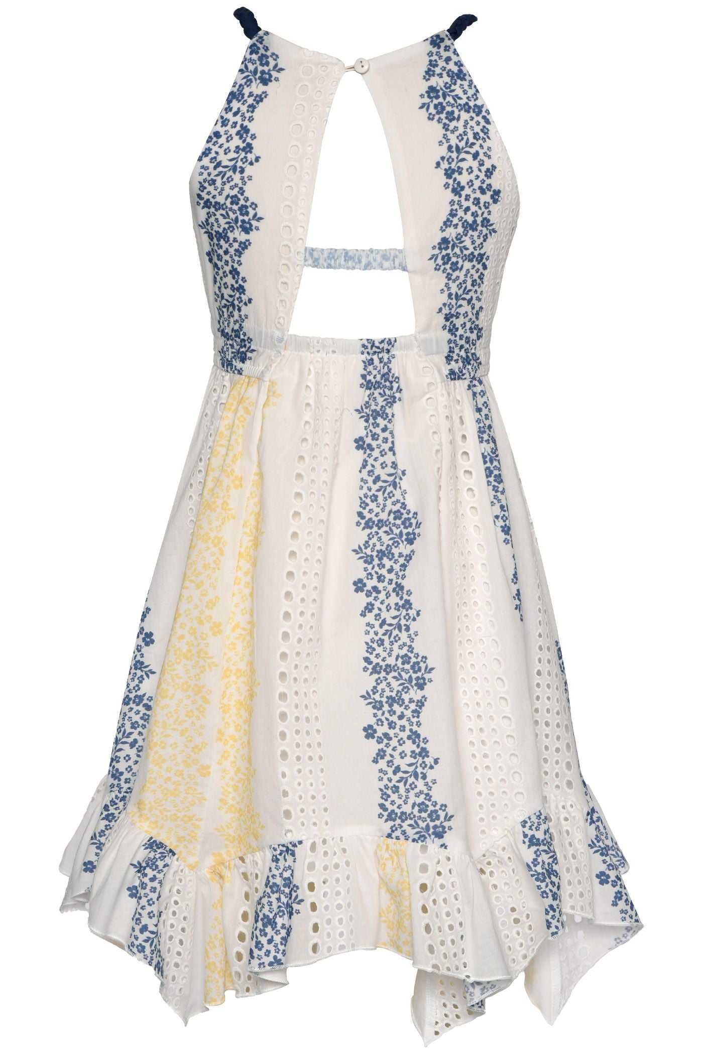 Printed Eyelet Halter Dress