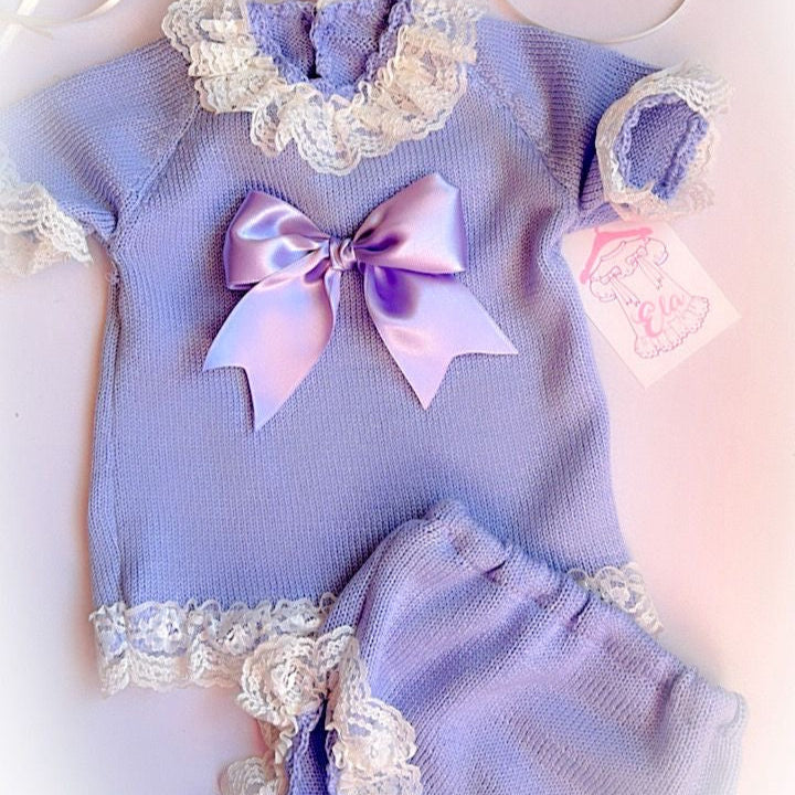 Lilac Knit Bloomer Set