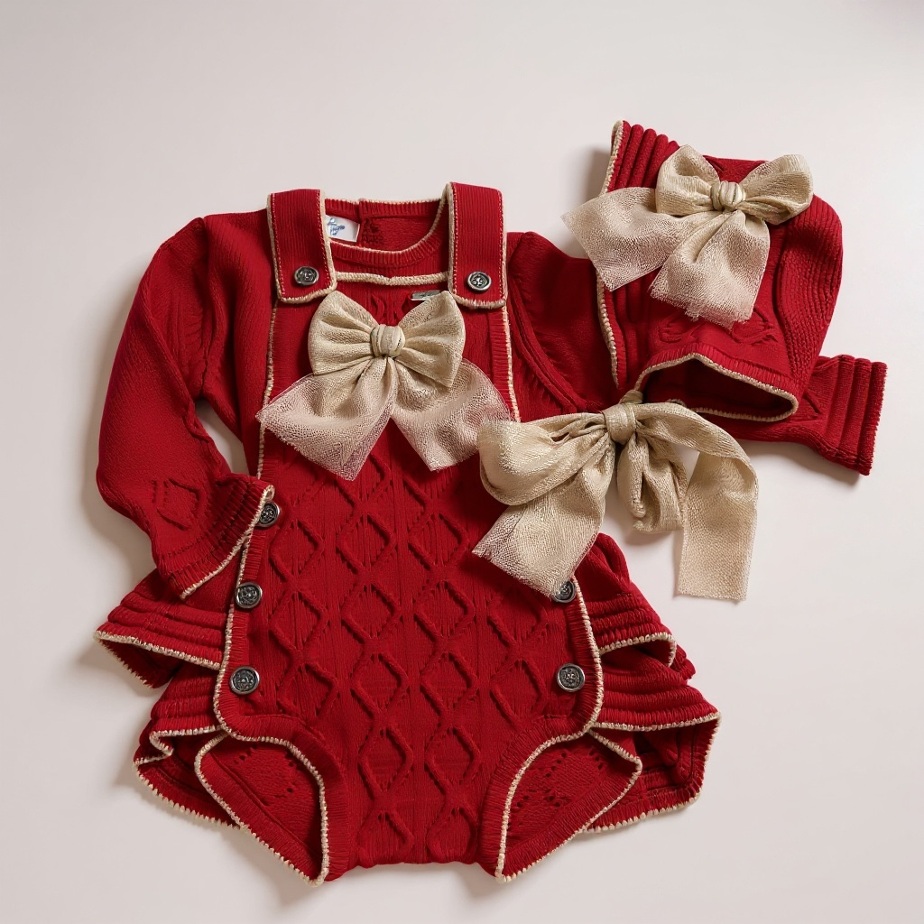 Red and Camel Pinafore Set