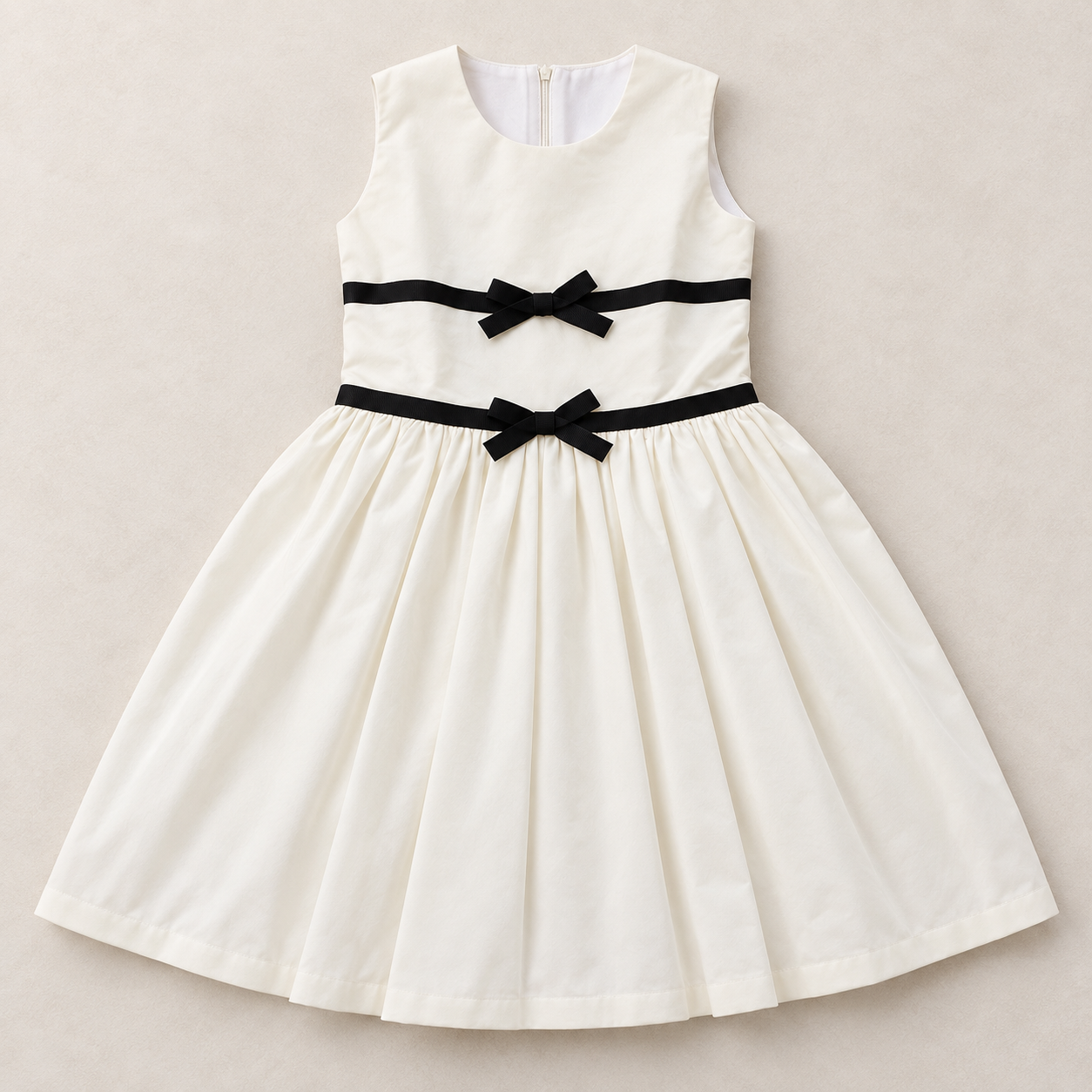 White Velvet Dress with Bows