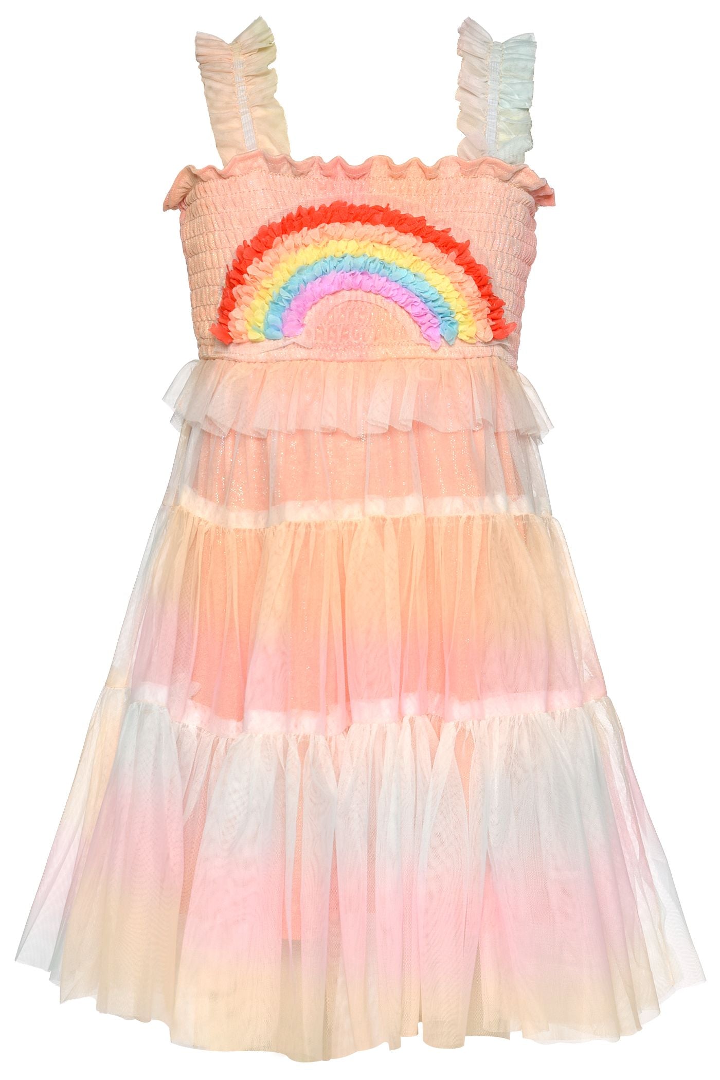 Rainbow Mesh Tiered Dress