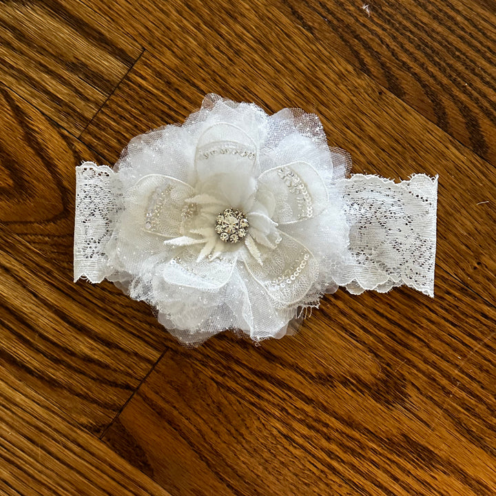 Whie Crystal Flower Headband