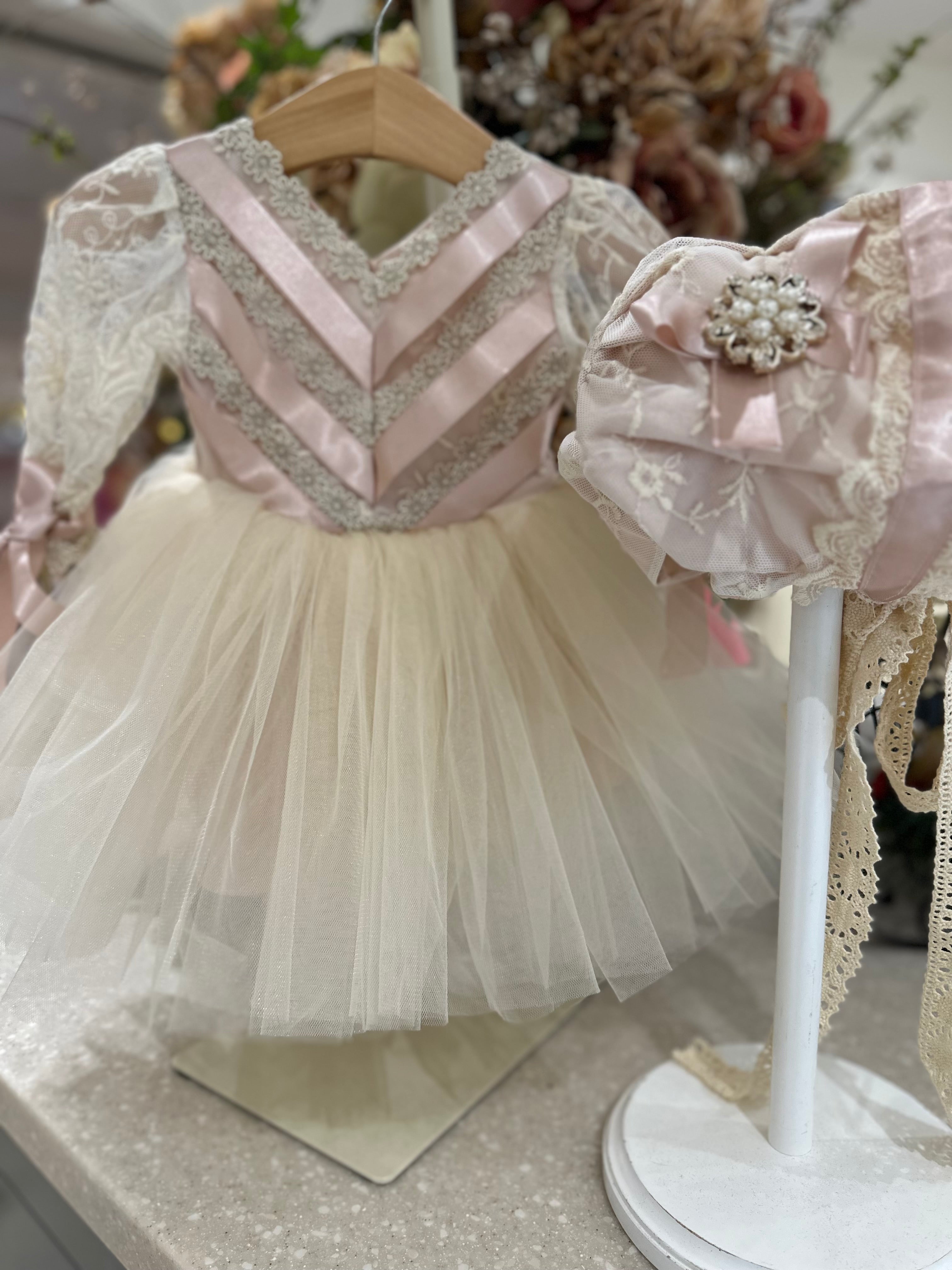 Blush Satin and Tulle Dress