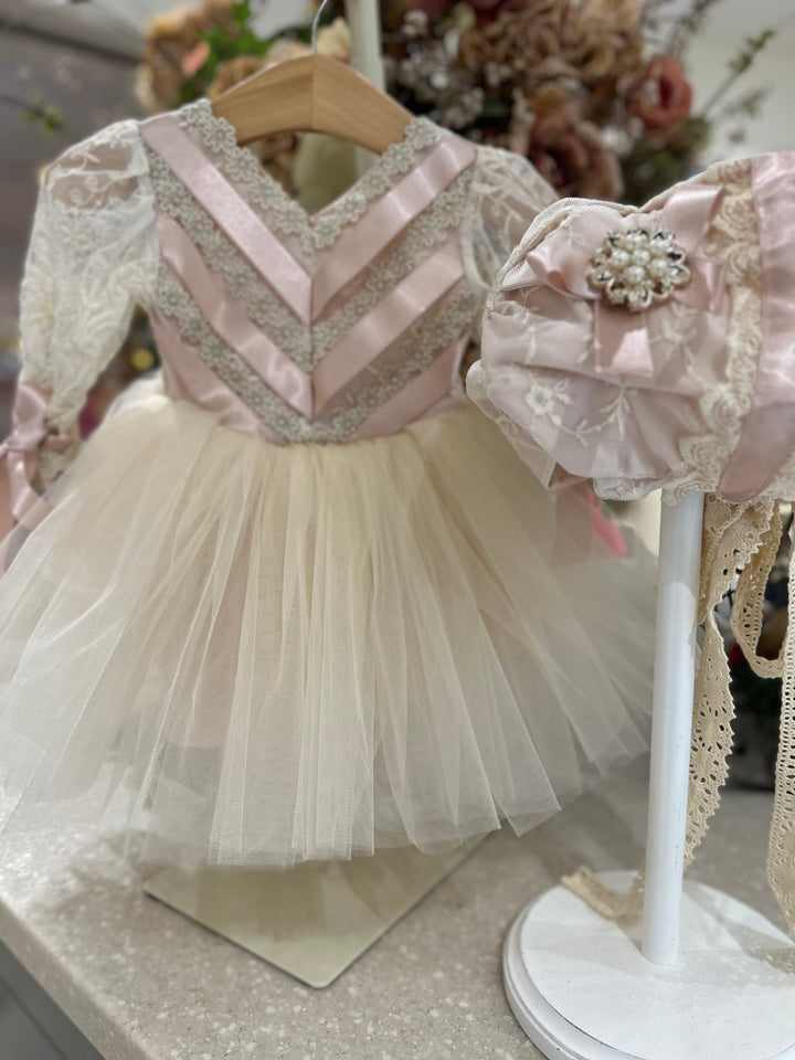 Blush Satin and Tulle Dress