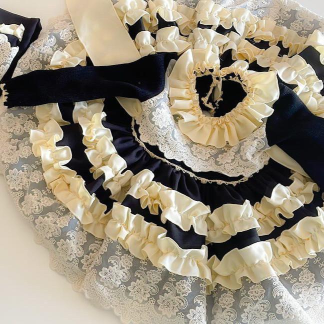 Black Knit and Lace Dress w