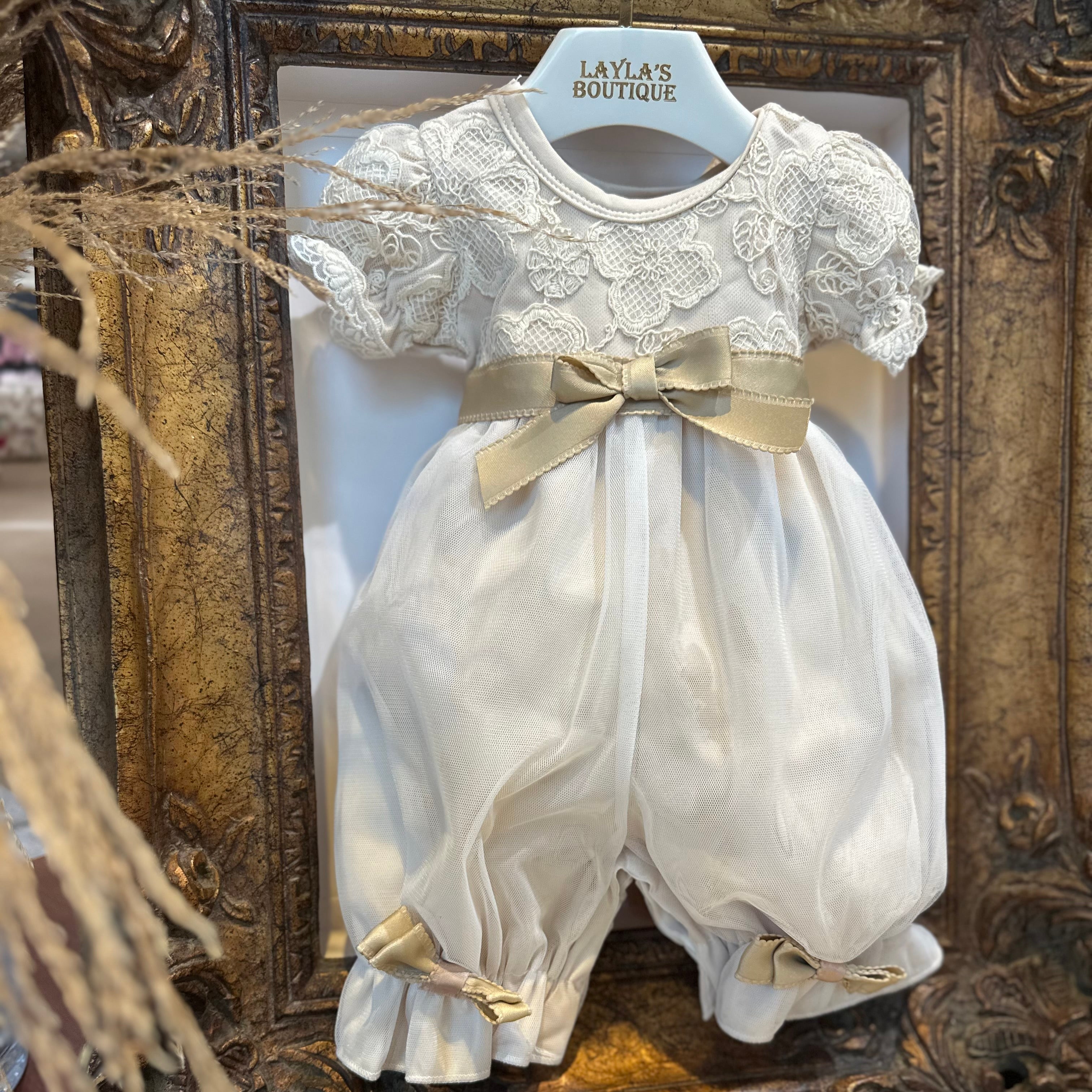 Champagne Bronze Lace Romper