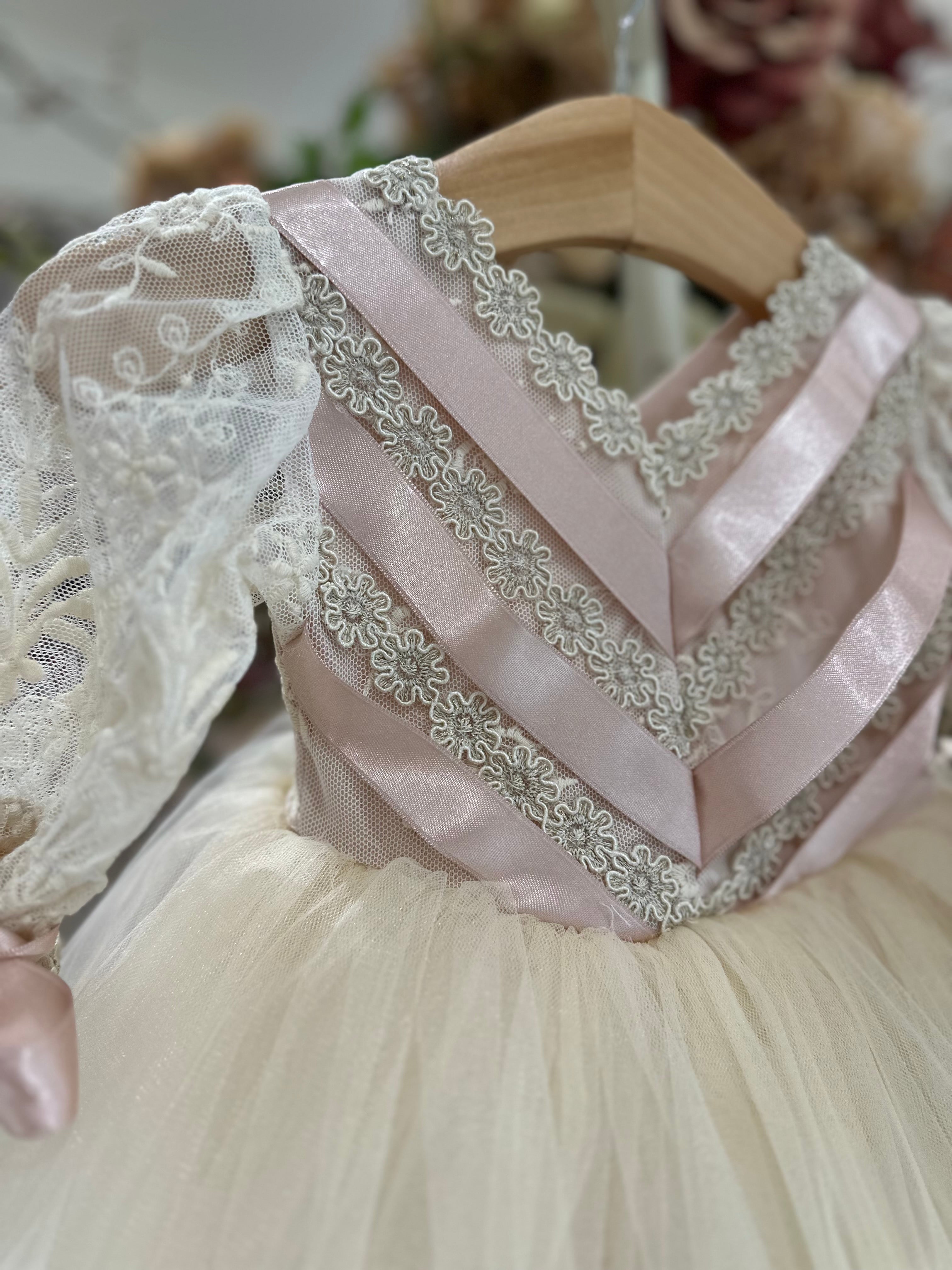 Blush Satin and Tulle Dress