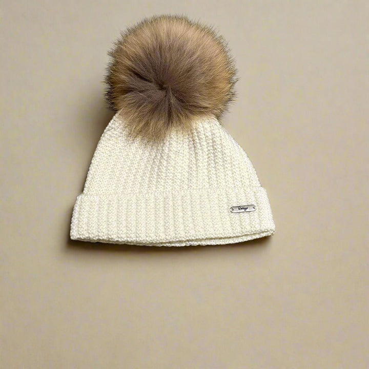 Cream Pom Pom Hat