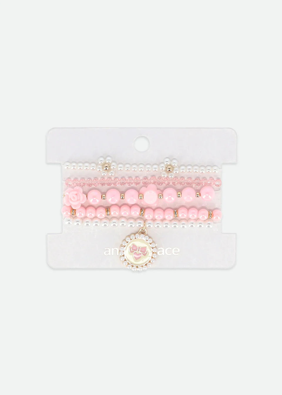 Pink Pearl and Pendant Bracelet Set