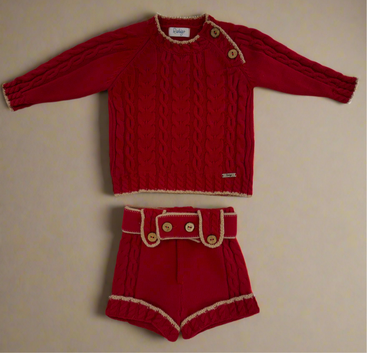 Burgundy and Camel Short Set