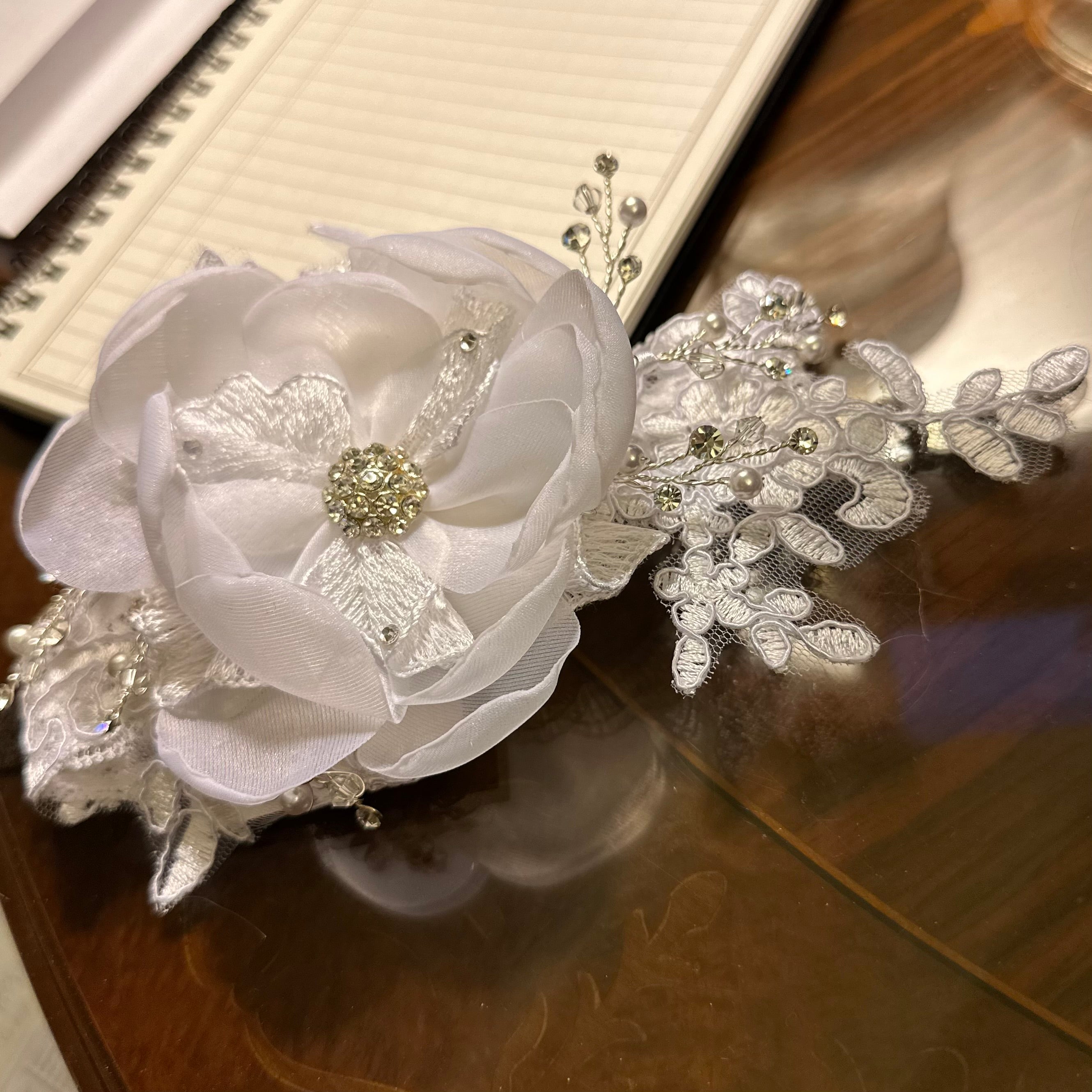 White Flower Lace Headband