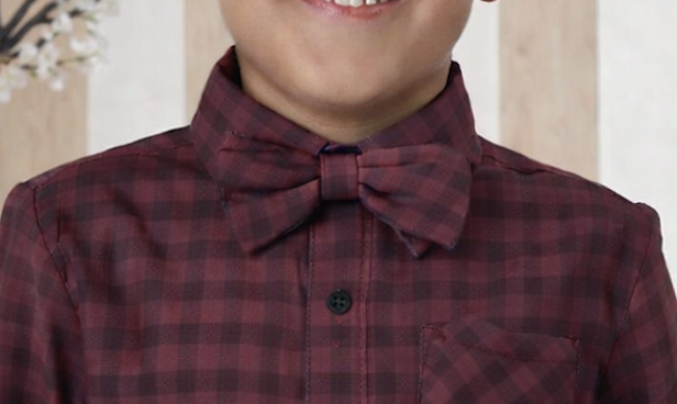 Berry Plaid Boys Bow Tie