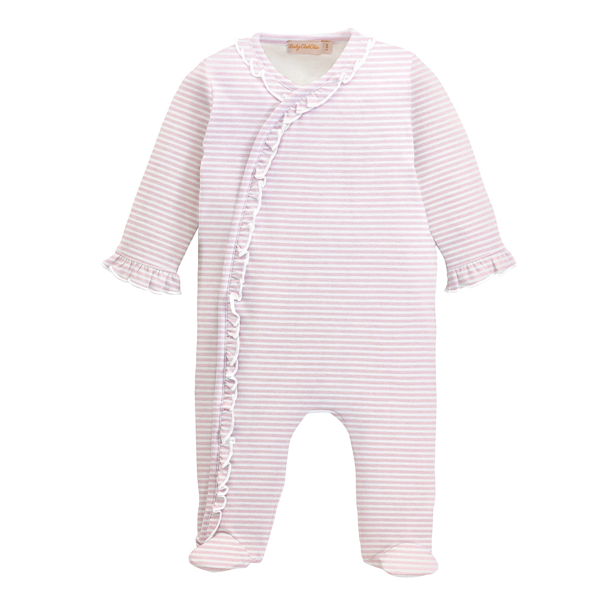 Pink Stripes Footie with Ruffles