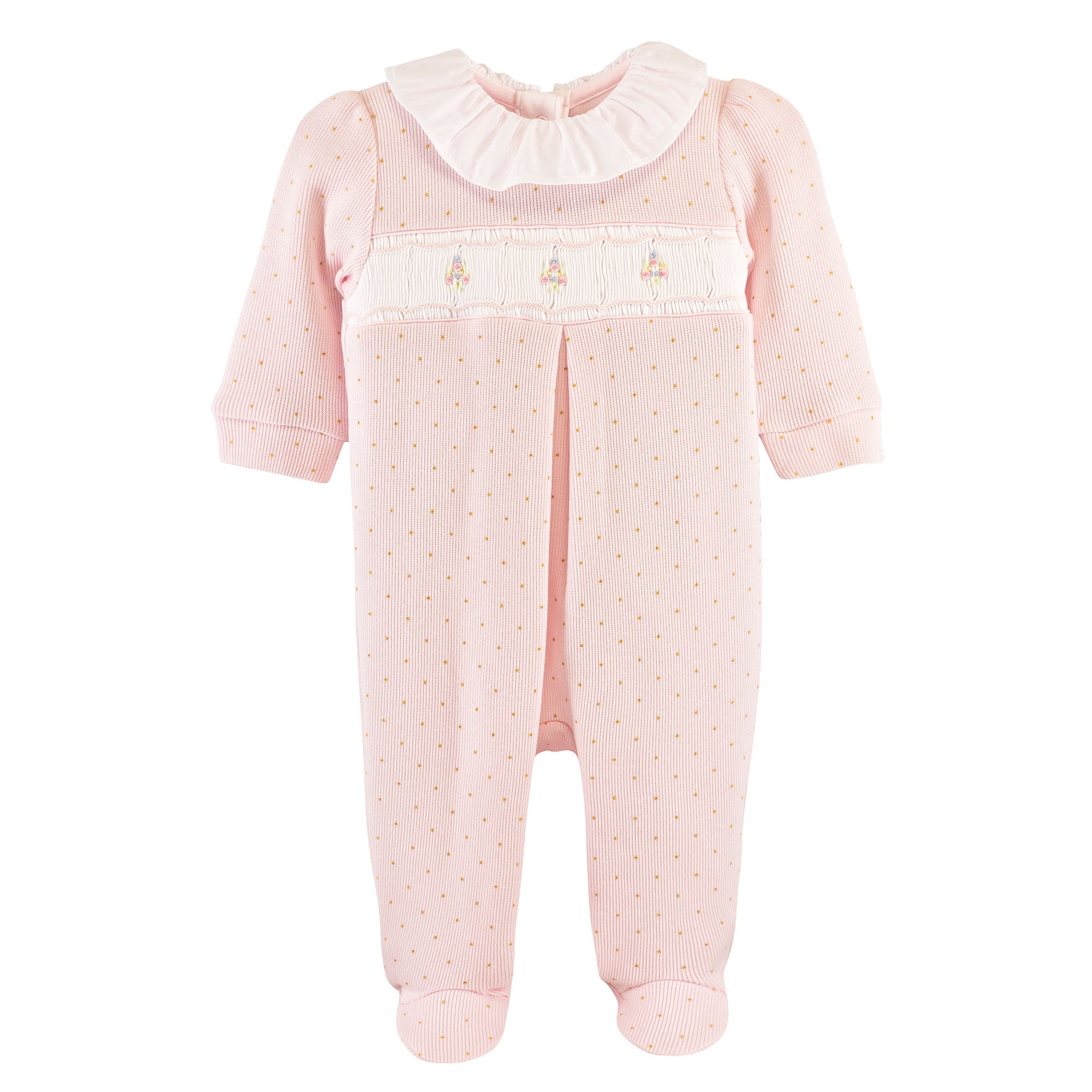 Pink Smocked English Knot Footie