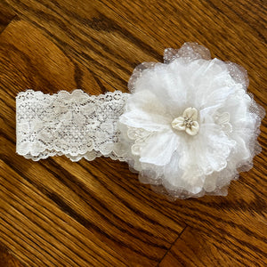 Dotted Tulle Flower Headband