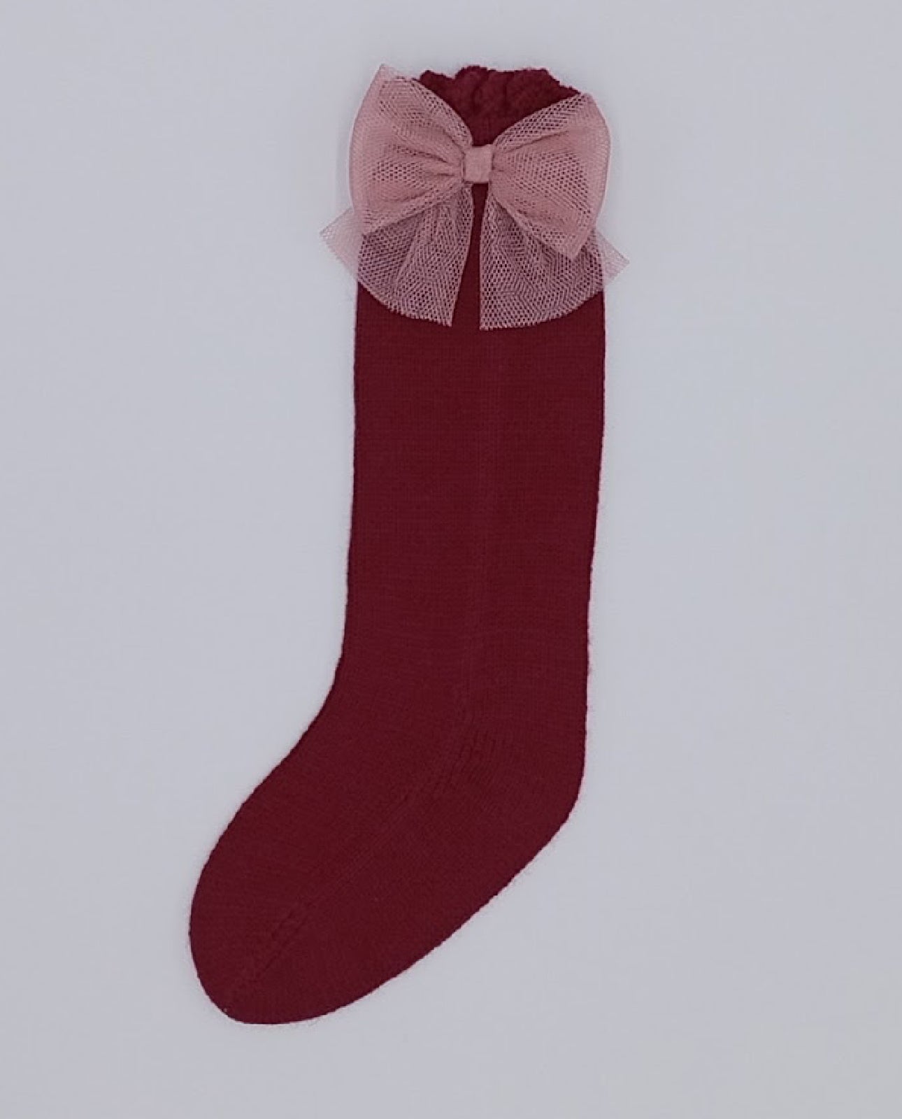 Dark Red Bow Sock