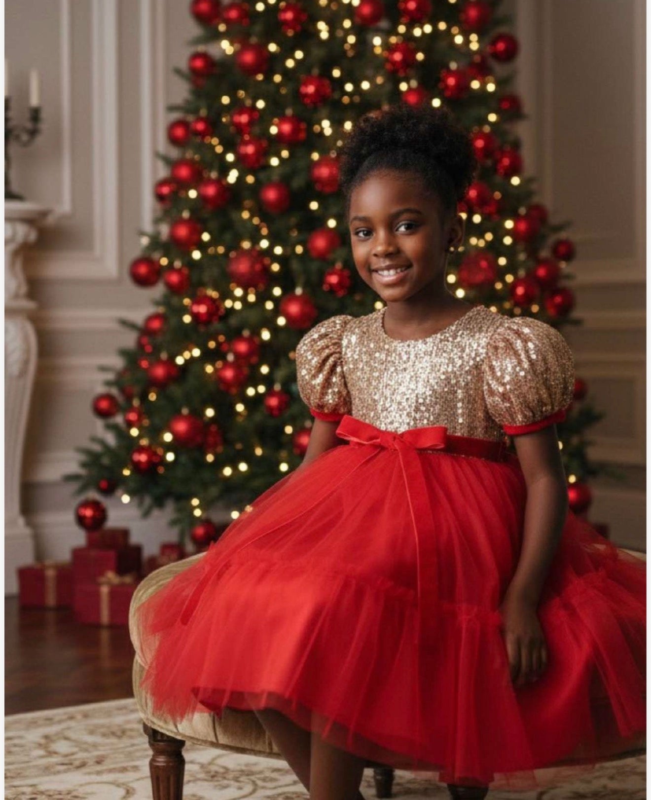 Gold Sequin & Tulle Dress
