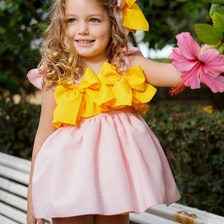 Pink and Yellow Bow Dress