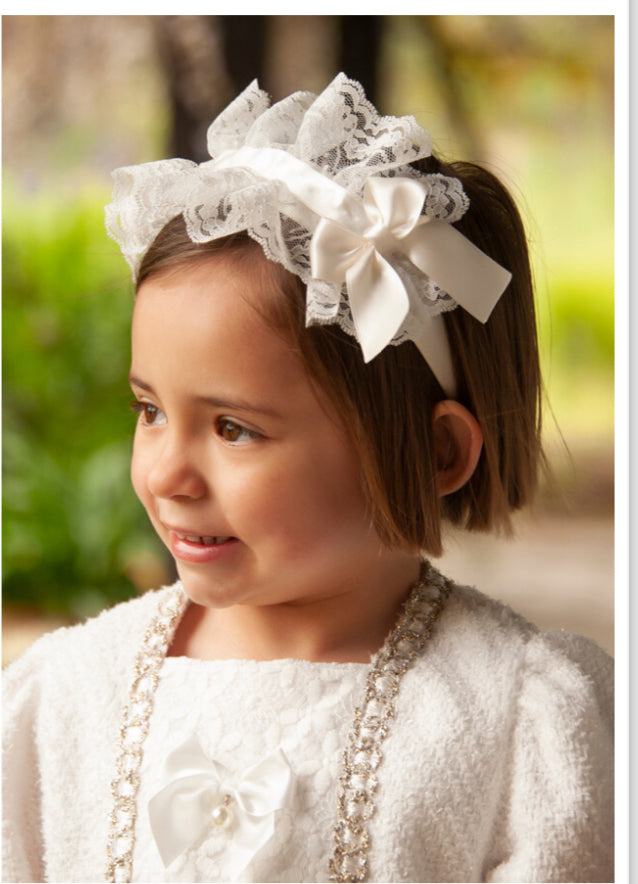 Ivory Lace and Satin Headband