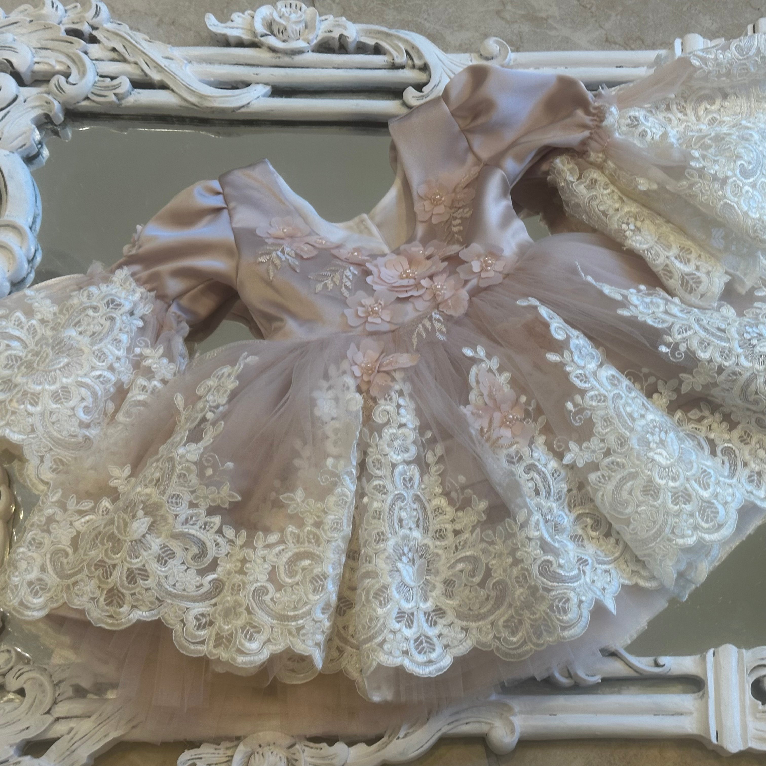 Satin Mauve Lace Dress