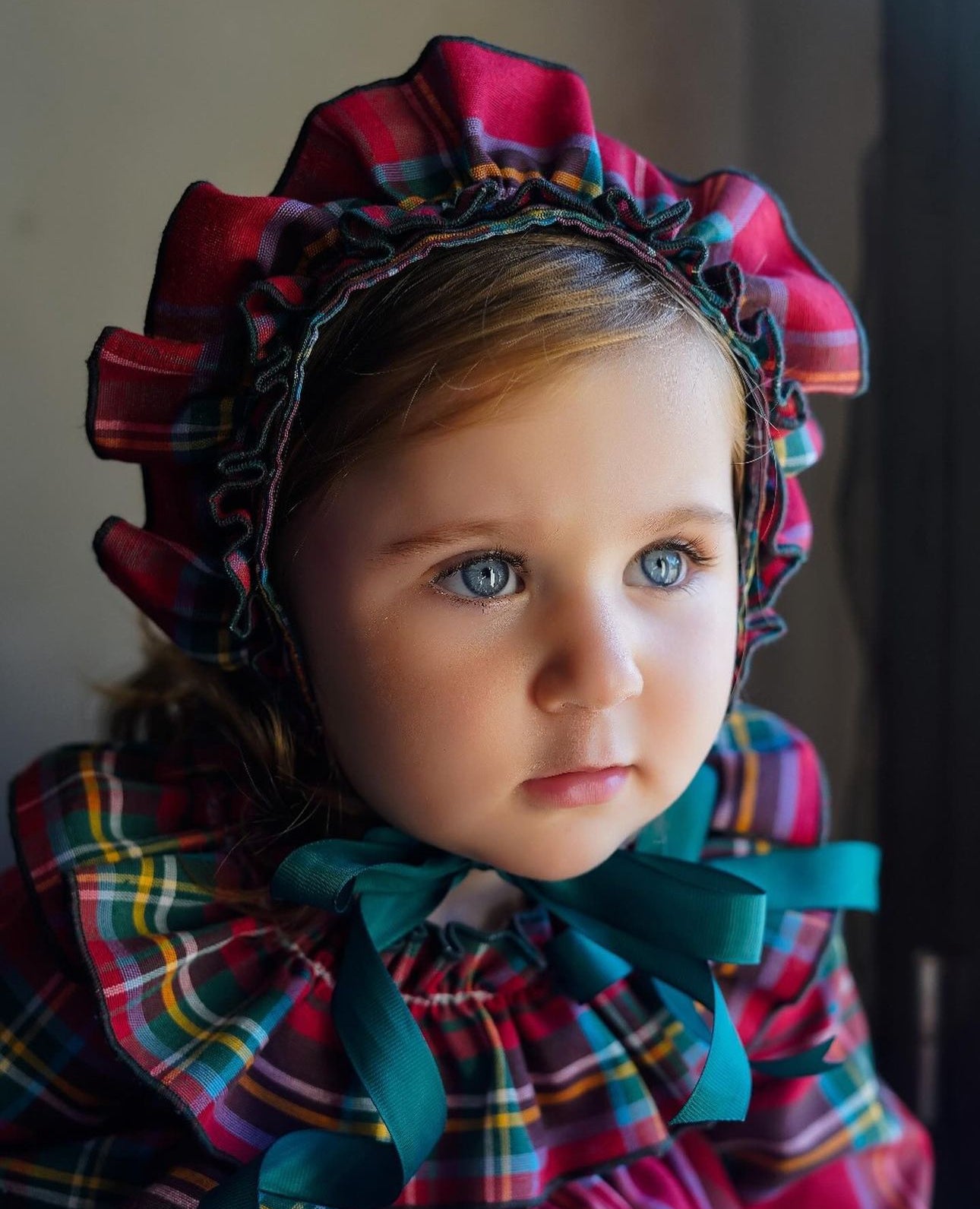 Tartan Plaid Dress and Bonnet