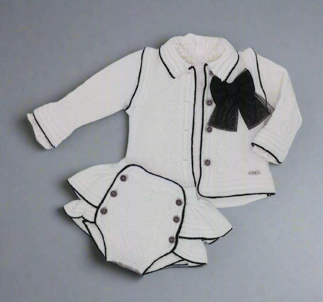 Three Piece White and Black Set