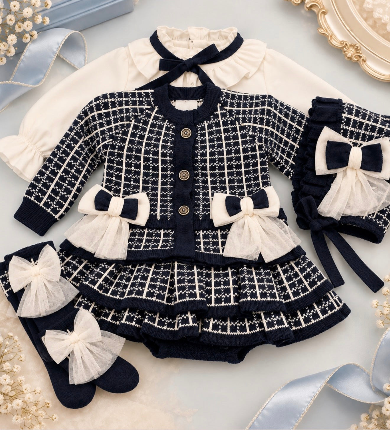 Navy Checkered Bloomer Set
