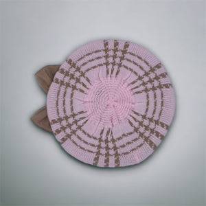 Pink and Camel Winter Knit Beret