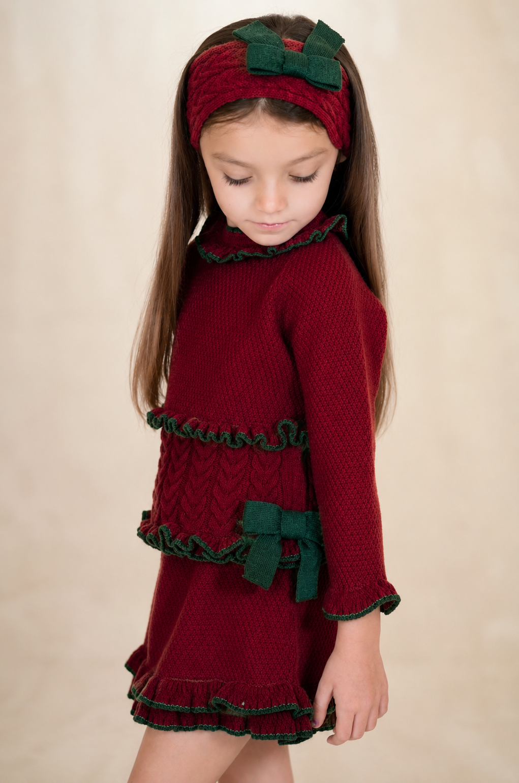Dark Red Knit Pom Pom Hat