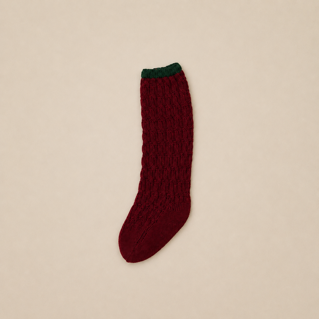 Simple Dark Red Knit Sock