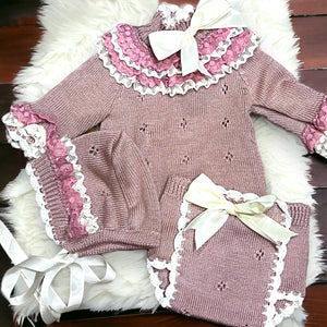 Mauve Knit Bloomer Set