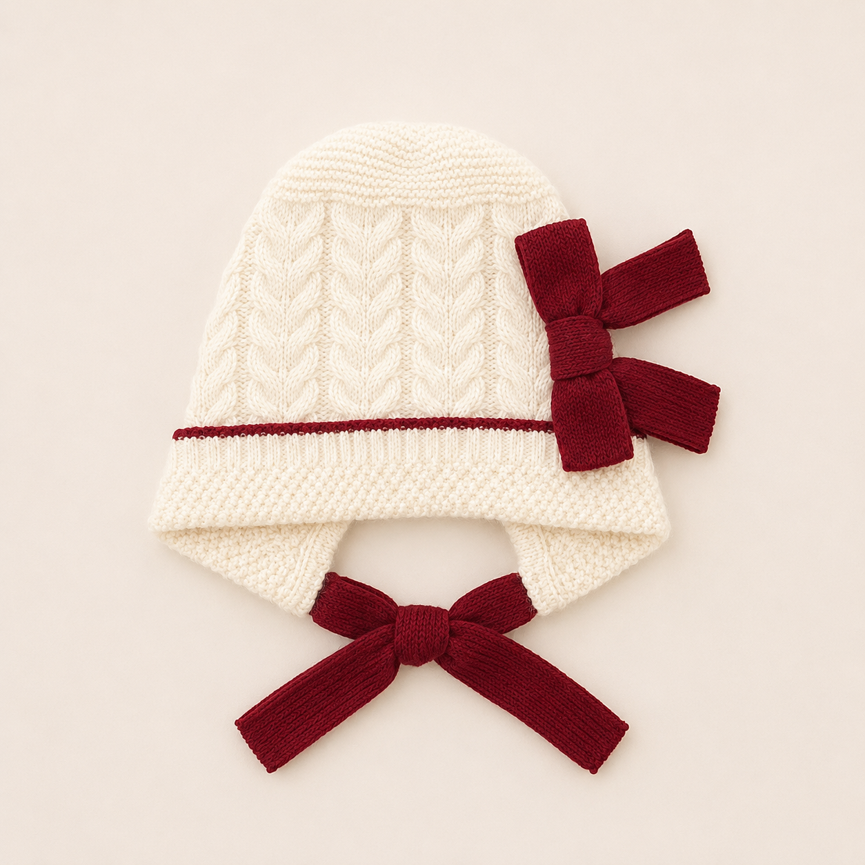 Cream Knit Bonnet