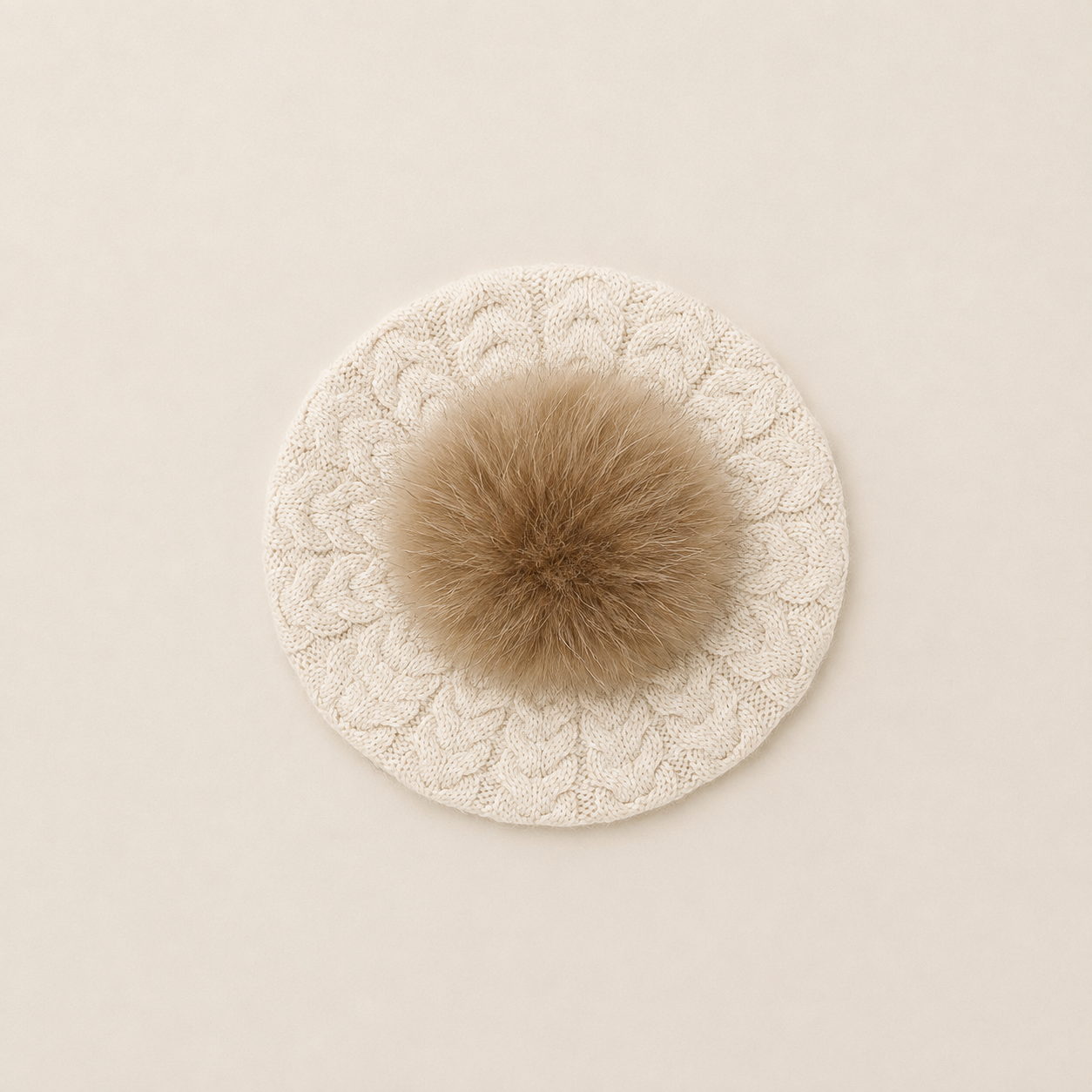 Cream Knit Beret