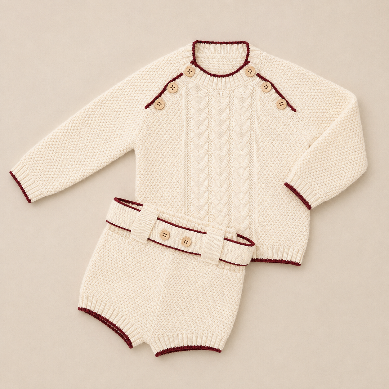 Cream Boy's Two Piece Set