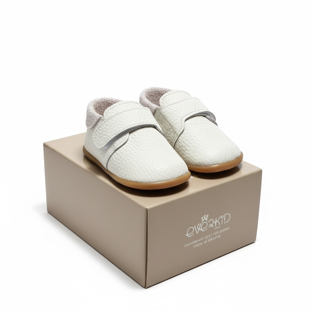 Boys Pebble White Leather Bootie