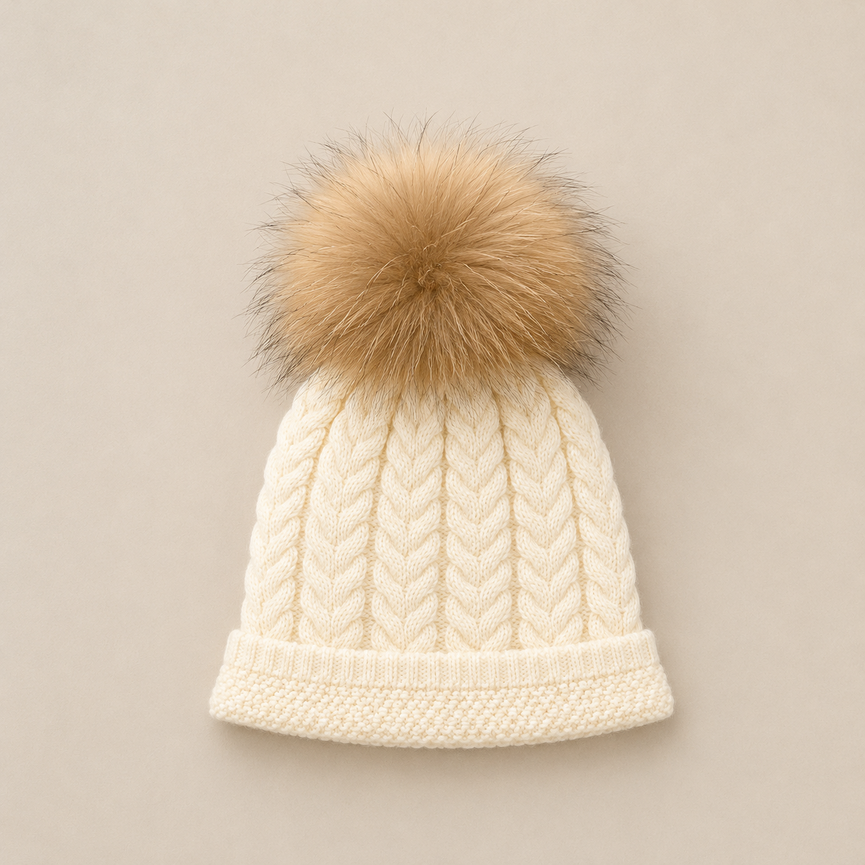 Cream Pom Hat
