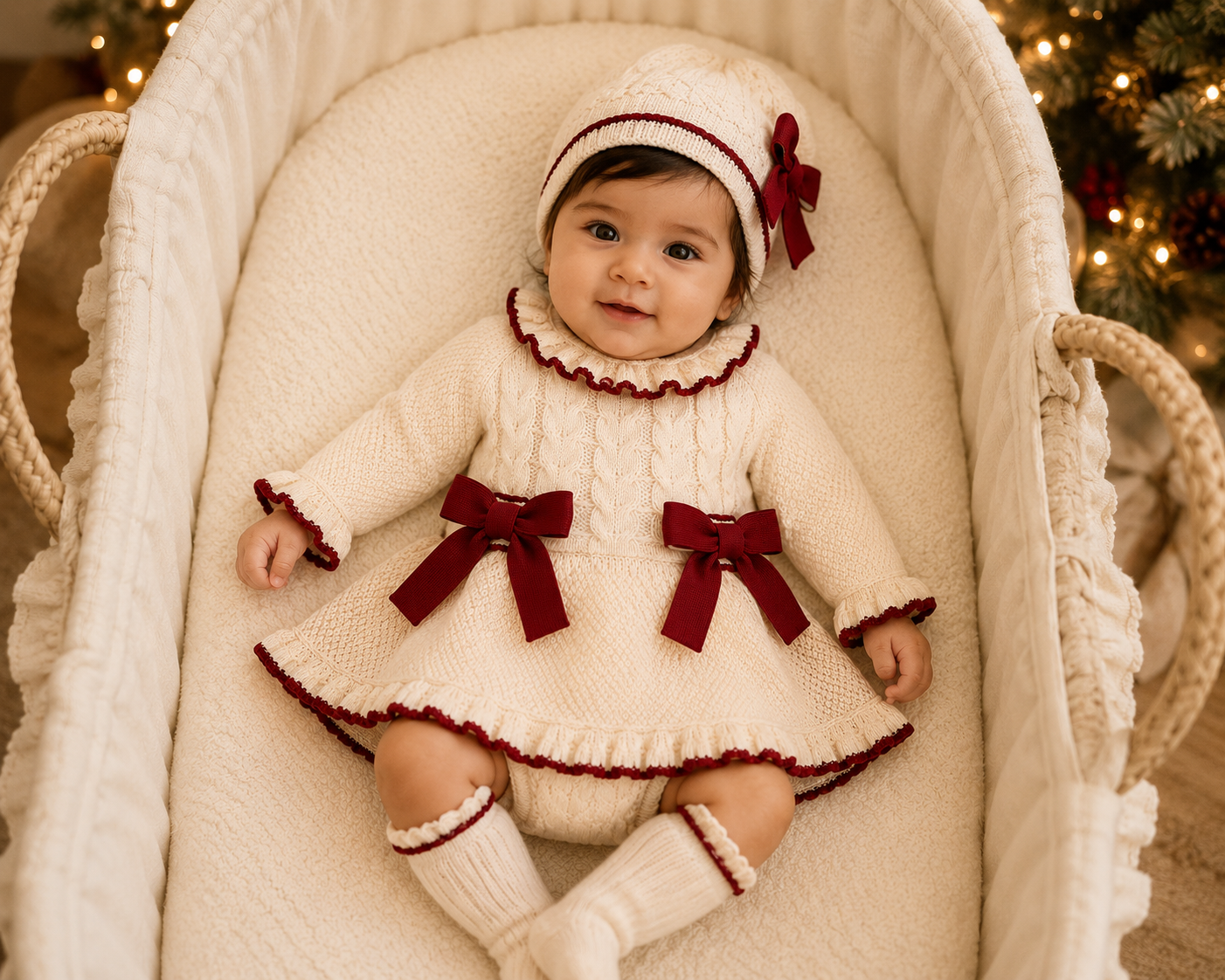 Cream Knit Baby Dress and Knickers