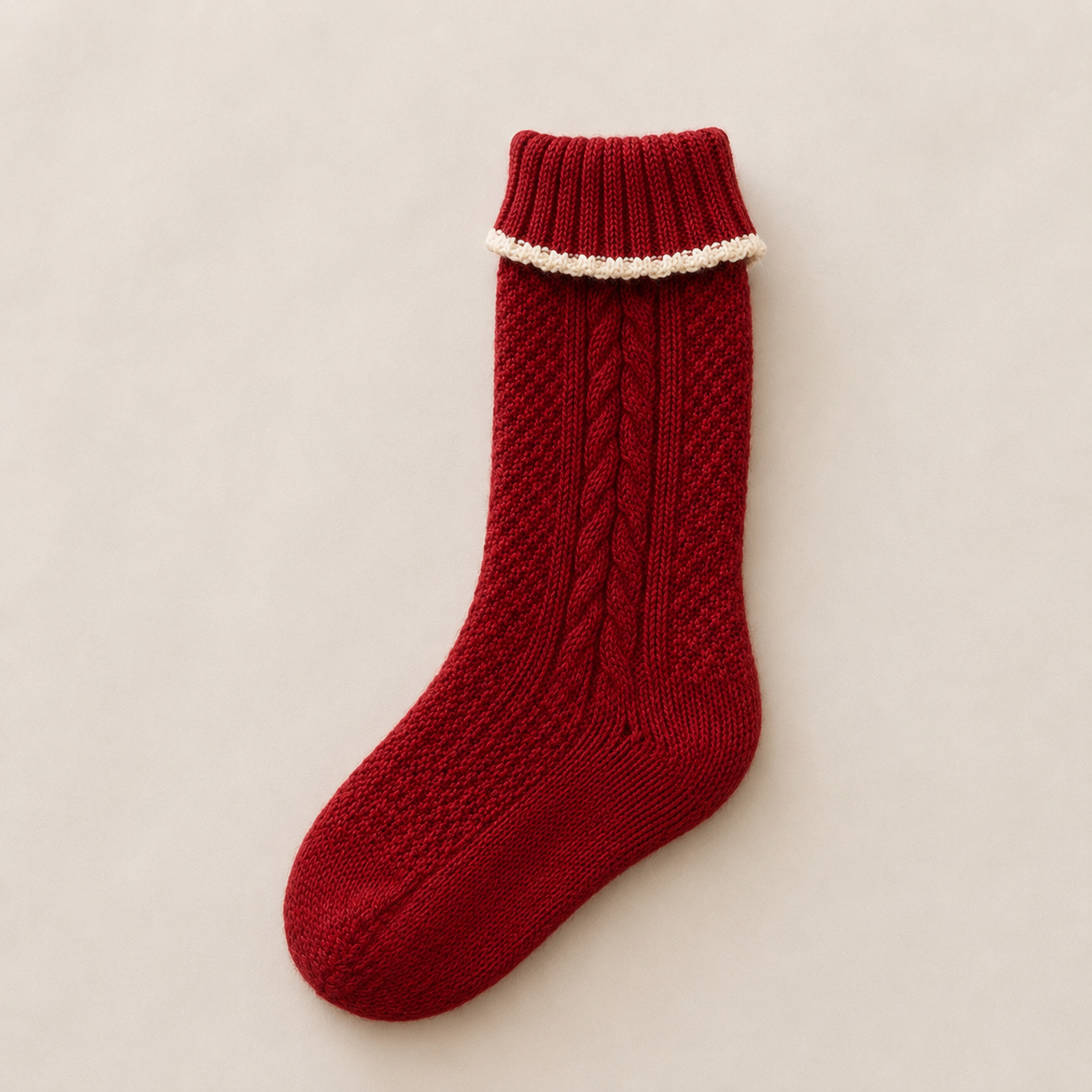 Bright Red Knit Sock