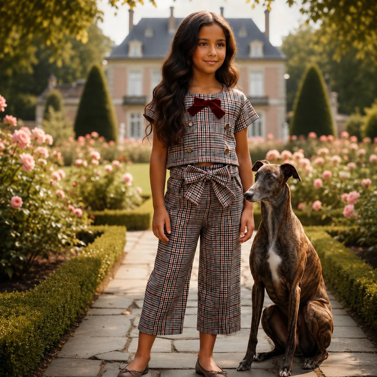 Brown Tartan Pant Set