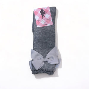 Cotton Gray Bow Sock