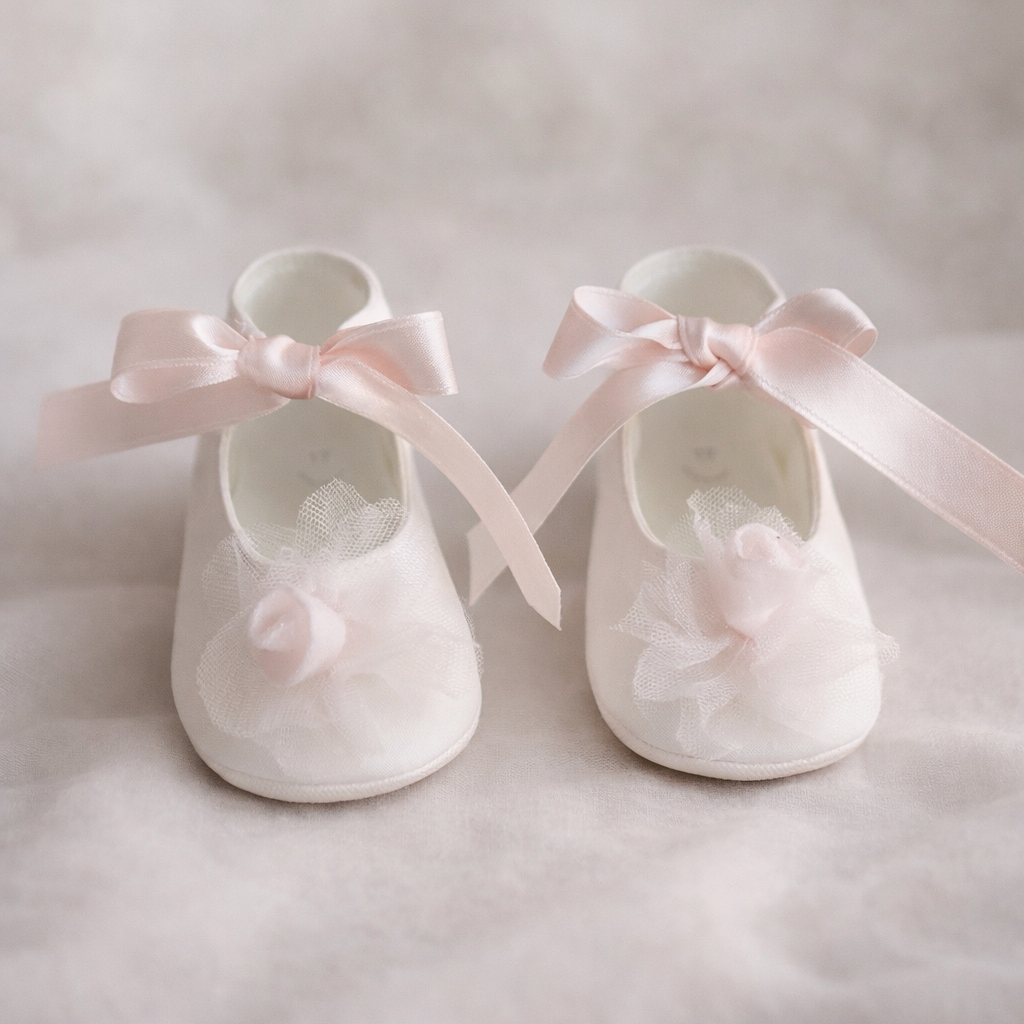 White & Pink Shimmering Infant Shoe
