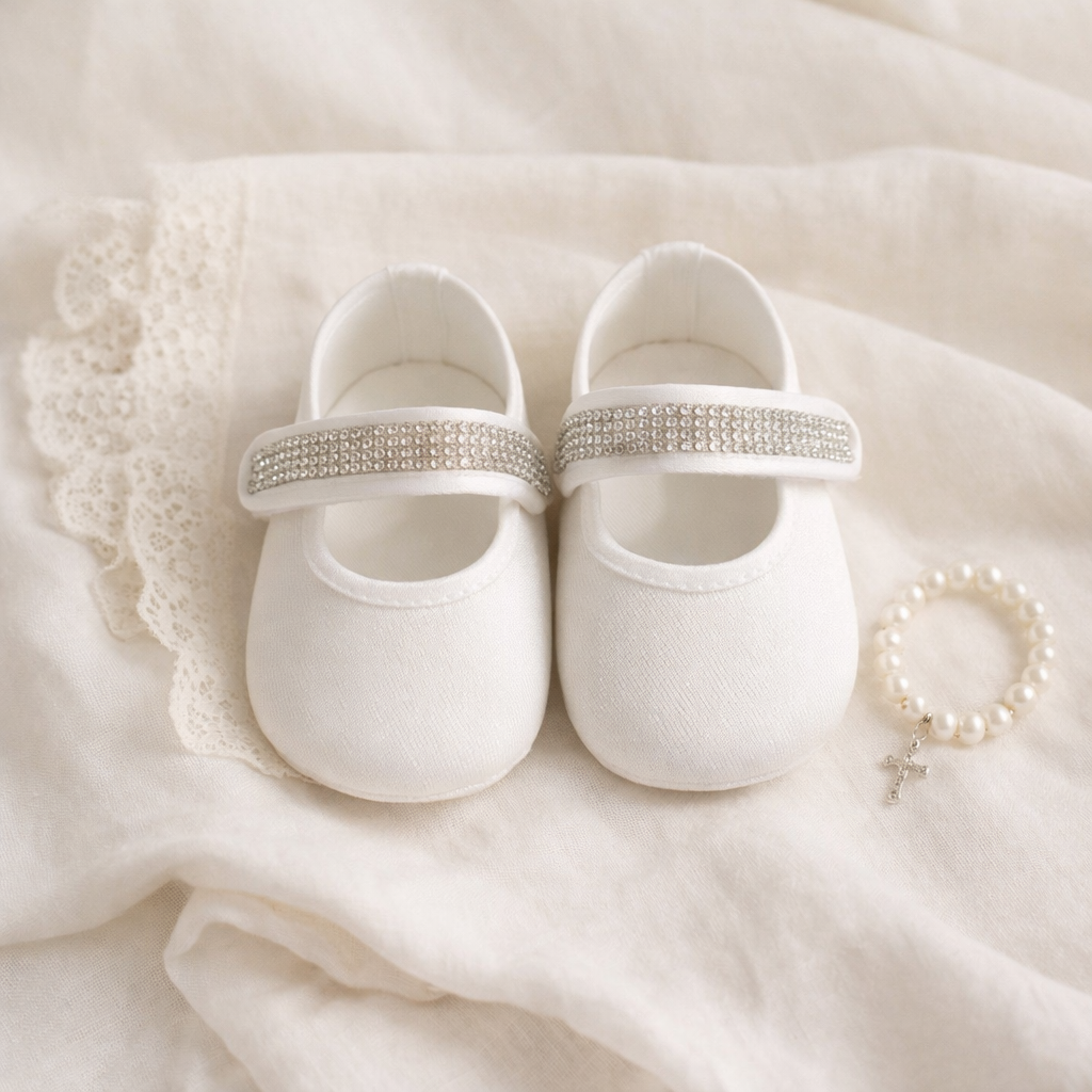 White Embellished Infant Shoe