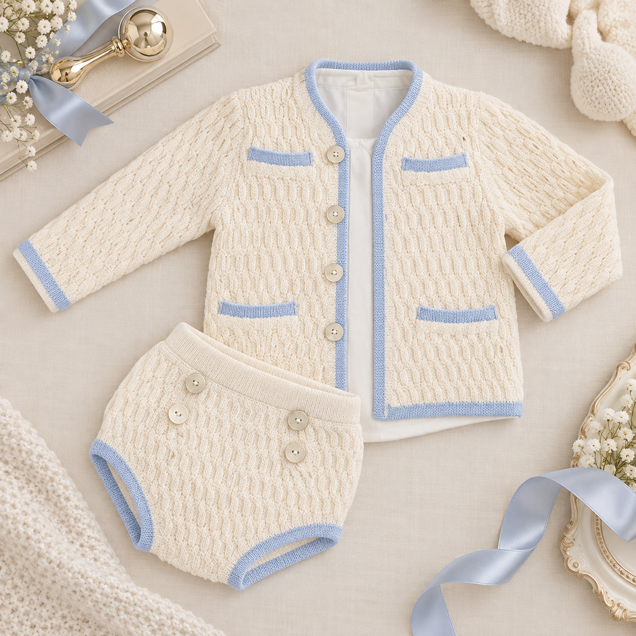 Cream Boy's Three Piece Set