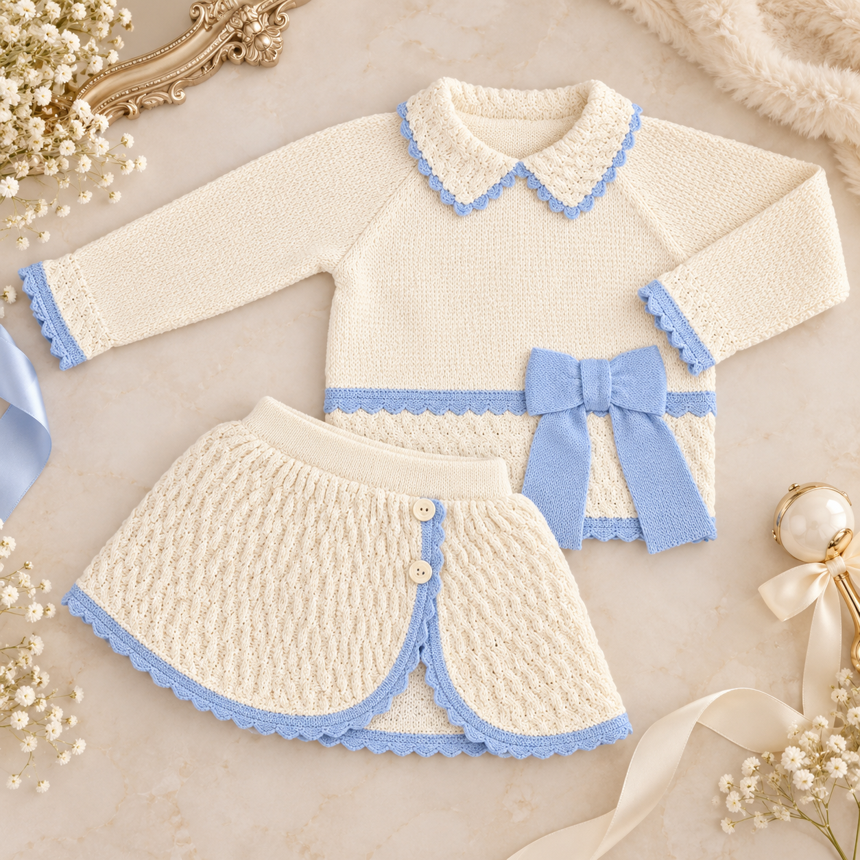 Girl's Cream Knit Set