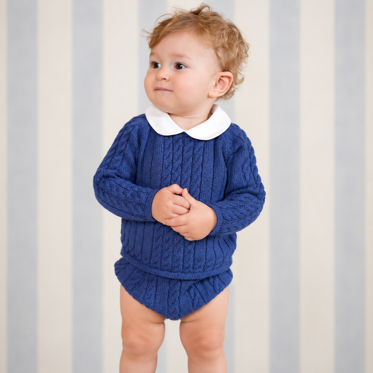 Boy's Oxford Blue Sweater Set