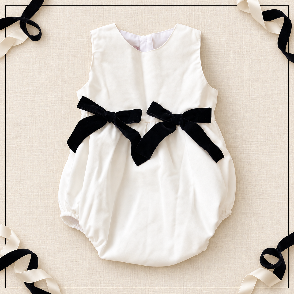 Ivory Velvet Romper