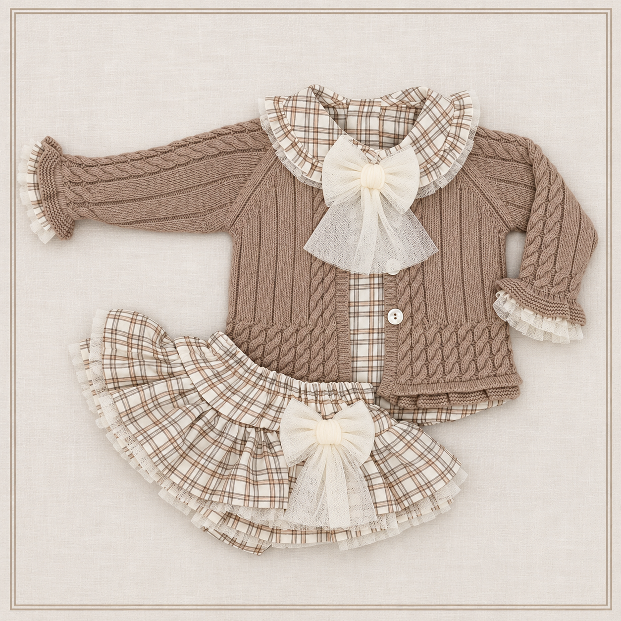 Stone and Plaid Skirt Set