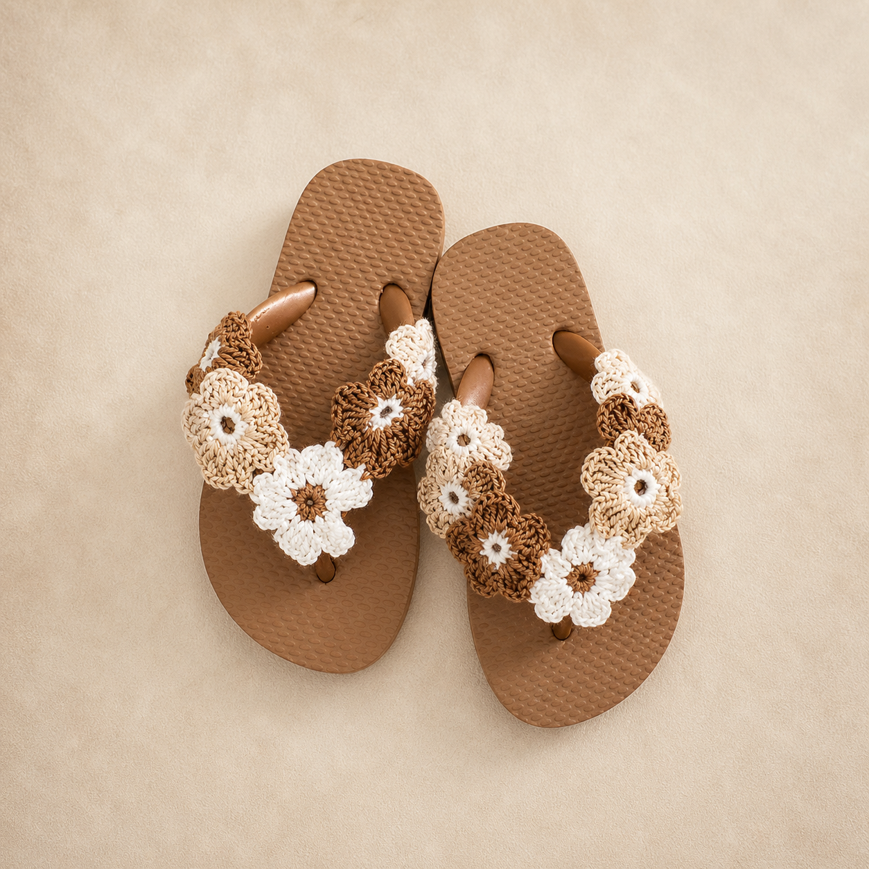 Tan Crochet Flip Flops