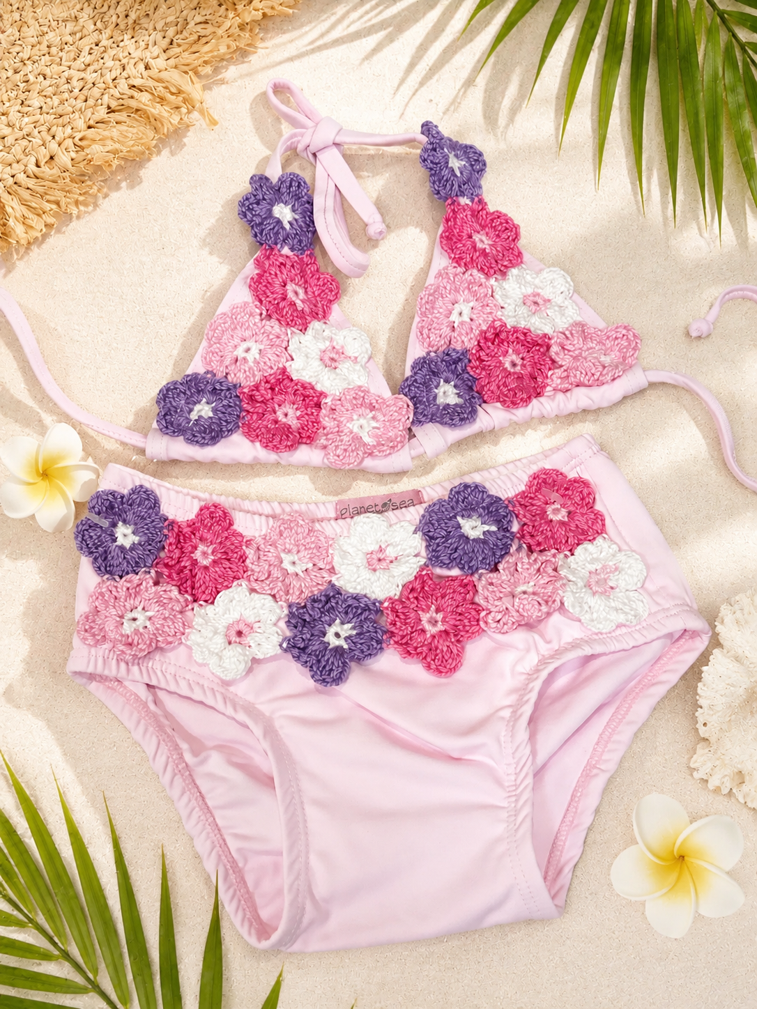Pink Flower Crochet Bikini