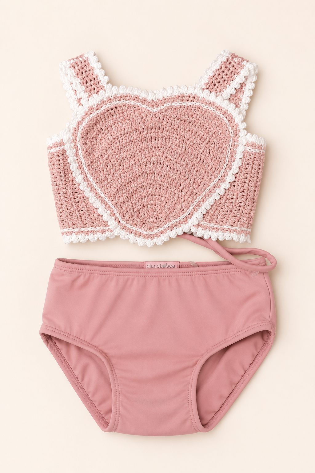 Pink Crochet Heart Bikini